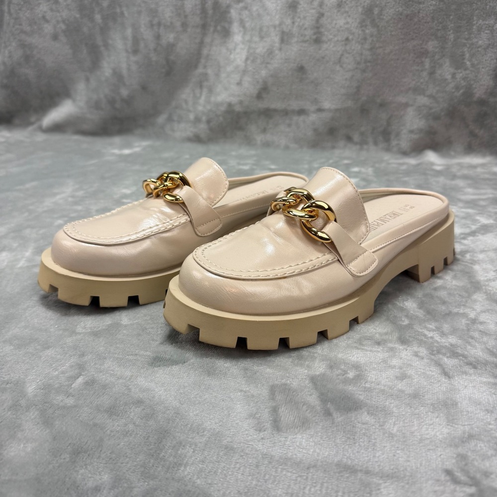 Dream Pairs Womens Beige Lug Sole Chain‎ Platform Mule Loafers Size 8.5